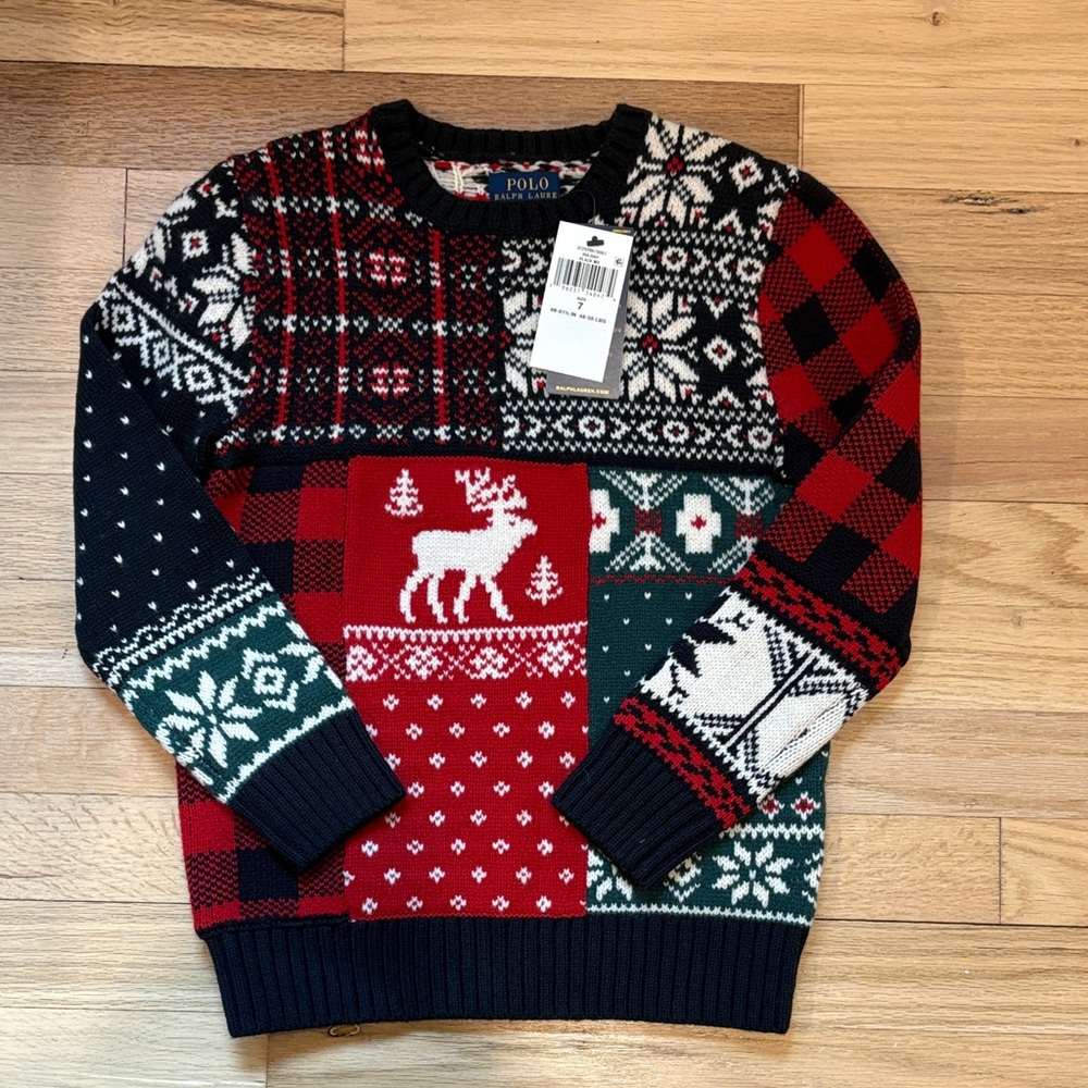 NWT- Kids Polo by Ralph Lauren Multicolor Patchwork Sweater